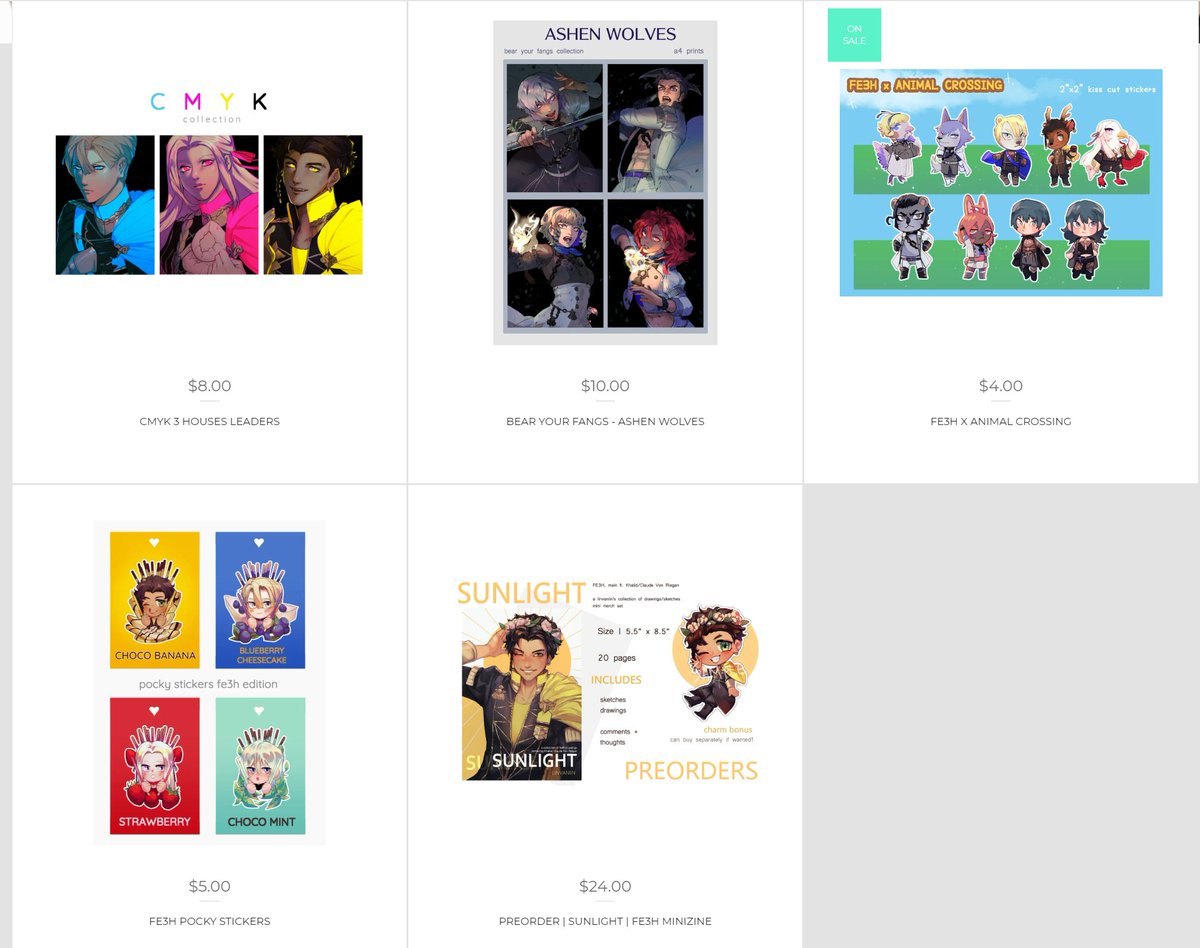 thank you guys for an amazing @emblemcon2020 ? it was my first digital con/artist alley experience and it was unforgettable!! here are some comms + merch I offered that will be released publicly soon! 

will be streaming rest of my emblemcon comms this week! 