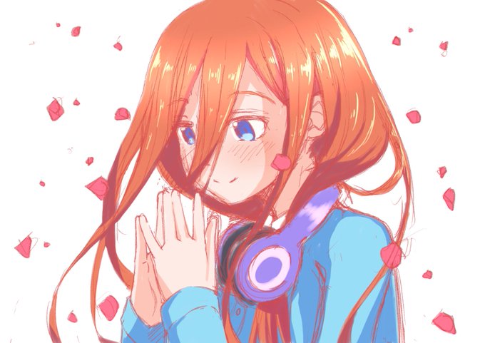 神袋チョモさんがTwitterに投稿した中野三玖(五等分の花嫁)のイラスト。