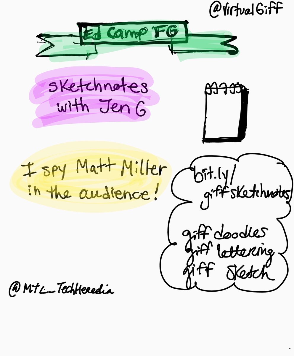 PHerediaEDU's tweet photo. Going through camera roll, reliving memories of my MN ⁦@Flipgrid⁩ trip! 1st time testing out the sketchnote waters w/the ever so talented &amp; funny @VirtualGiff⁩ 😀 &amp; thinking how cool it was that ⁦@jmattmiller⁩ (1 of our keynotes) joined in. 👍🏼💚#EdcampFlipgrid https://t.co/HLDlsxtjwL