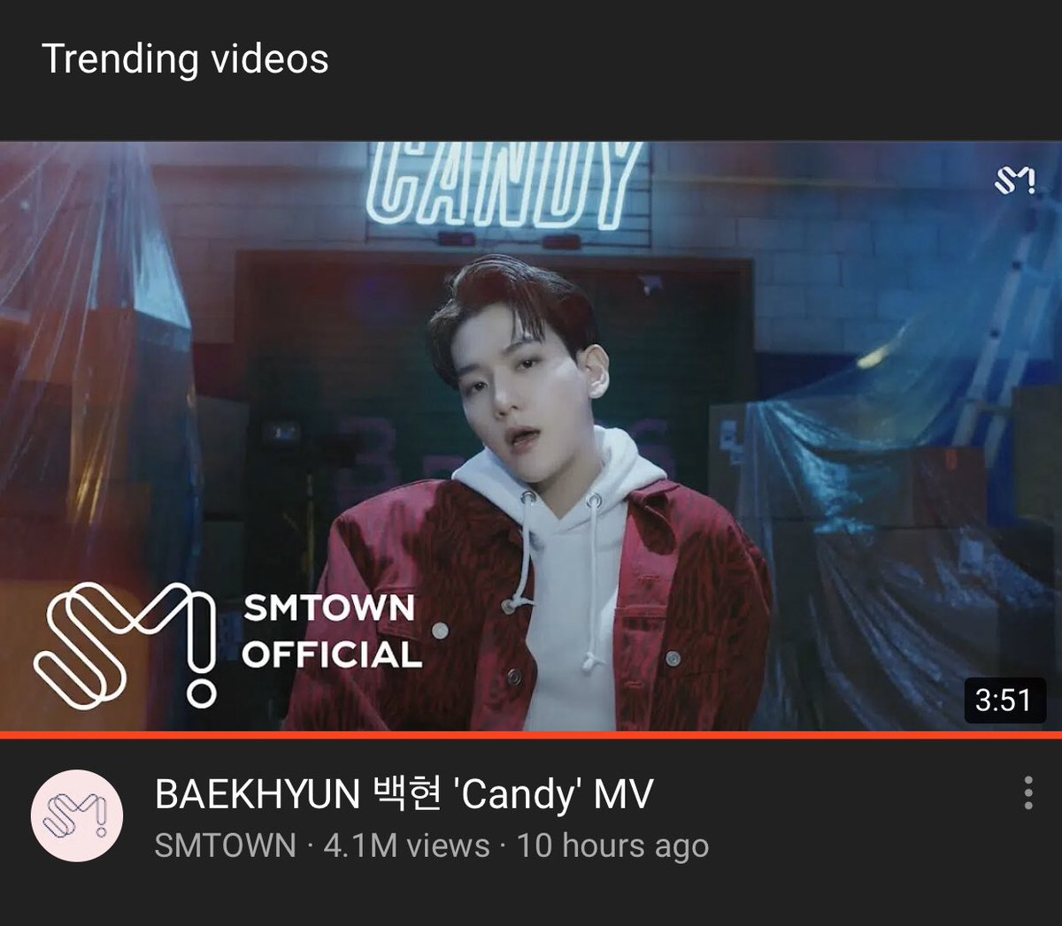 EXOUKC's tweet photo. Baekhyun’s MV for Candy is trending at Number 1 on YouTube in the UK!!🥳

Well done UK EXO-Ls!! Lets keep it up by continuing to stream: https://t.co/AHEUYQ2X2A

Lets also make sure to stream the album as well!!💪
#BAEKHYUN_Candy
@weareoneEXO #EXO @B_hundred_Hyun #BAEKHYUN #백현 https://t.co/j4wz9AhJPi
