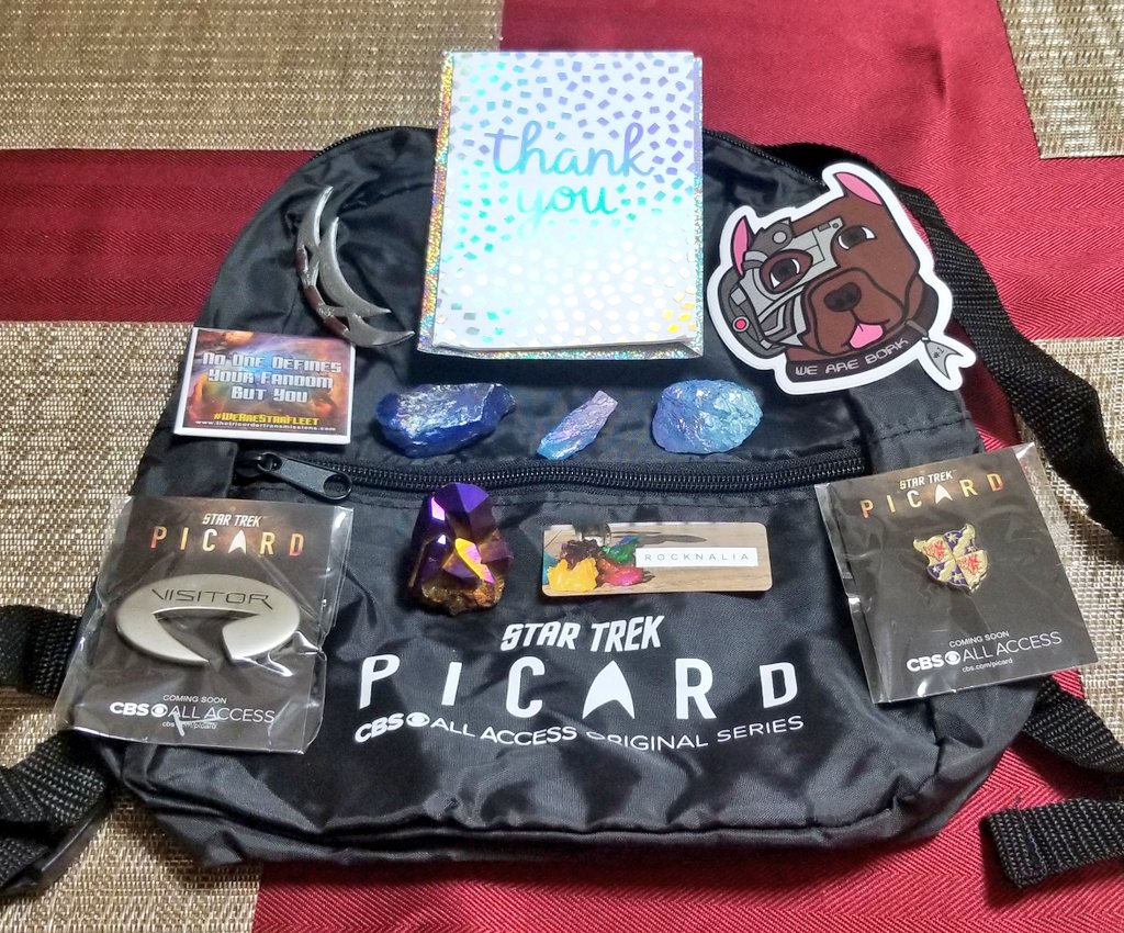 I ordered some items from  @rocknalia, and  @BatlethBabe threw in a whole array of gifts for me! Pins, stickers, a backpack, and more! Support Heather at  https://www.etsy.com/shop/Rocknalia 