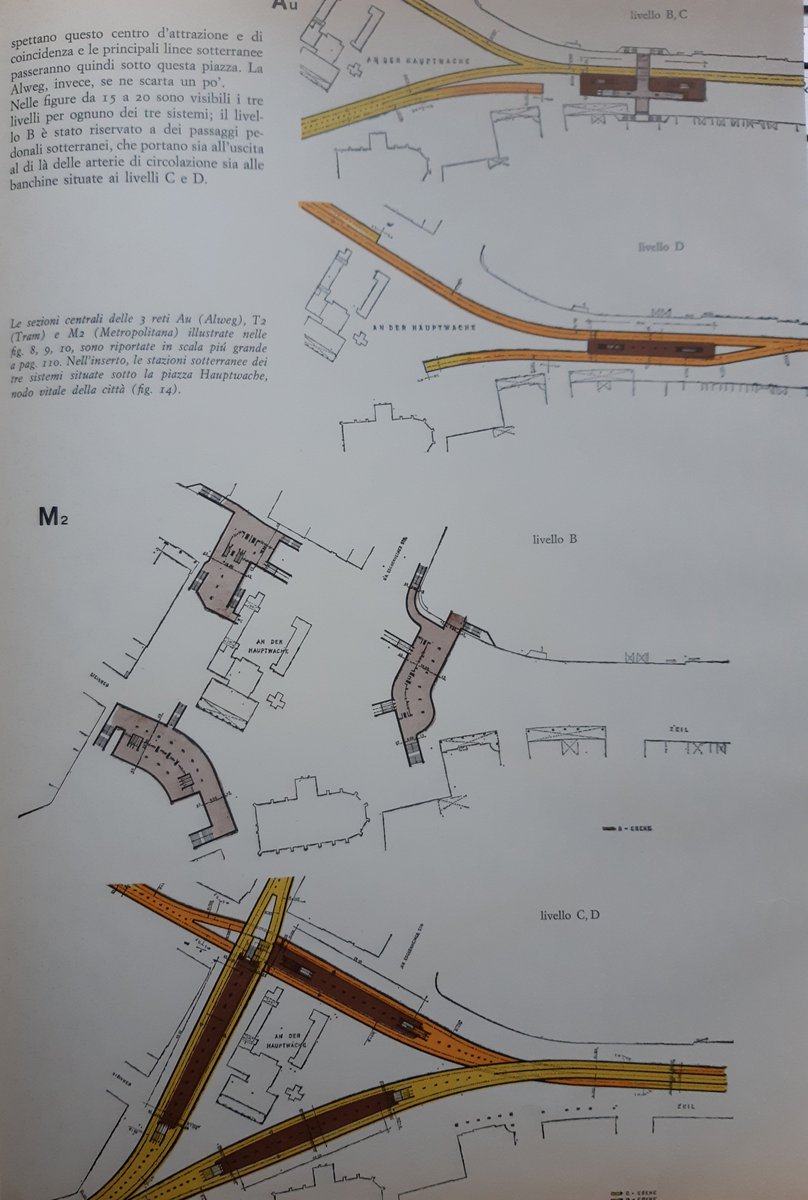 7/ ...and the three layouts for the main Hauptwache station (T2) Premetro; (M2) Metro; (Au) Monorail