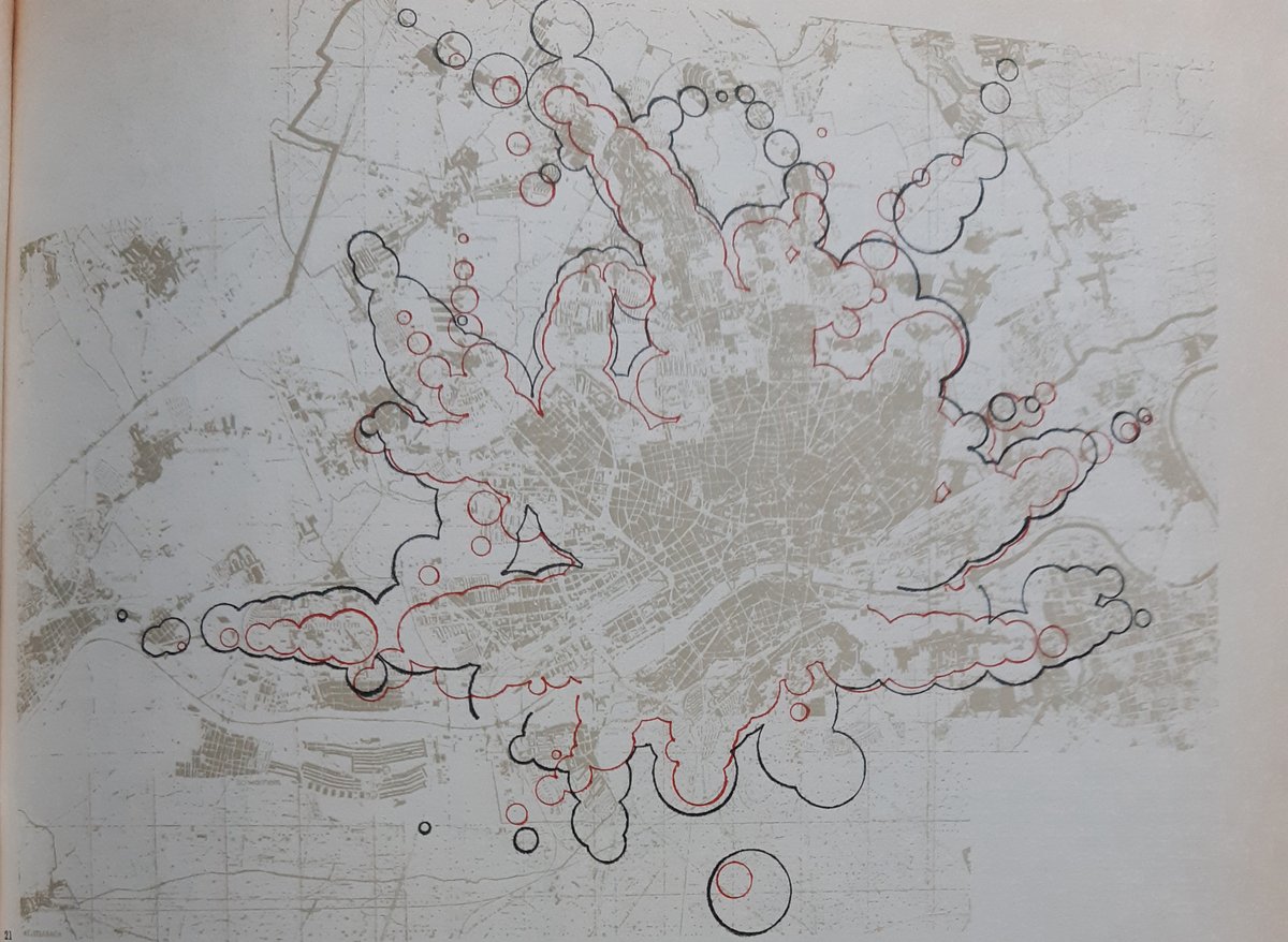 8/ An infographic showing how far you can go from Hauptwache:in 30m with the existing tramway with the preexisting network (black)in 20 minutes with the new proposed networks (red)