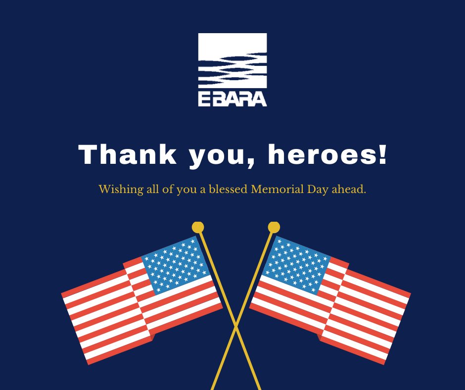 EbaraTechSac's tweet photo. Have a safe Memorial Day! 
#MemorialDay2020 #EbaraTechSac #VacuumPumpsAndAbatement #EssentialBusiness https://t.co/wluFPLW547