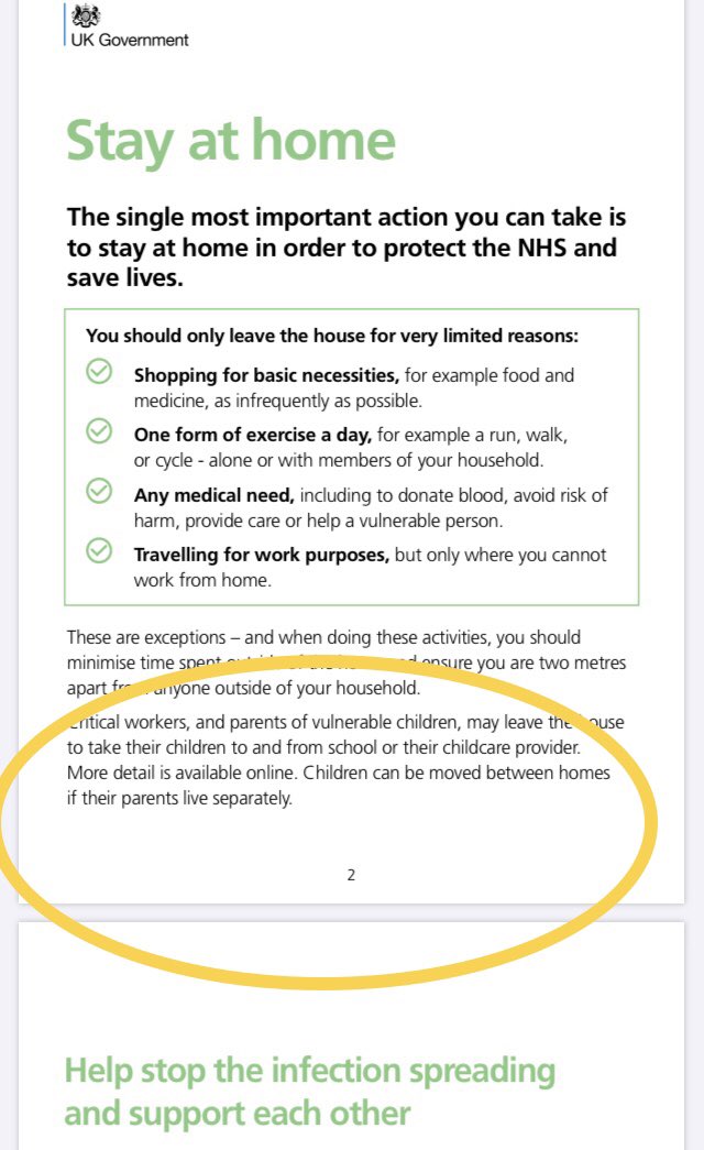 FOUND IT!EXACT GUIDANCE at the time of Cummings’ road trip. Took me ages to locate but here’s the leaflet sent to all UK households, end March.Childcare: CRITICAL WORKERS can take them to childcare providers. The grandparents ARE NOT childcare providers...