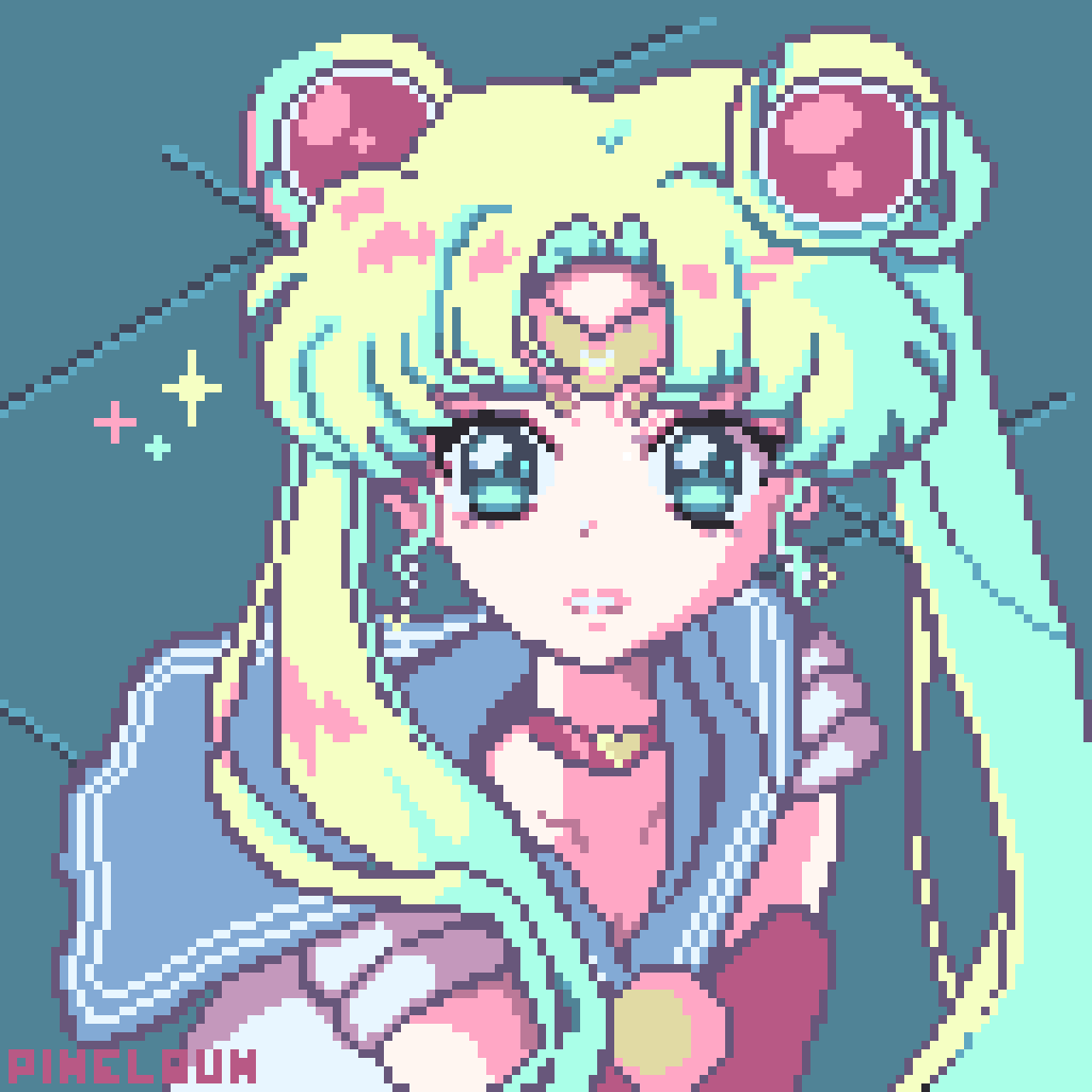 JennessaWilson's tweet photo. My pixelart version of the sailor moon challenge! Done on my phone with dotpic! ✨🌙💝 #sailormoonredrawredraw #sailormoonredrawchallenge #dotpict #pixelart #sailormoon https://t.co/cxBIrwIIqn