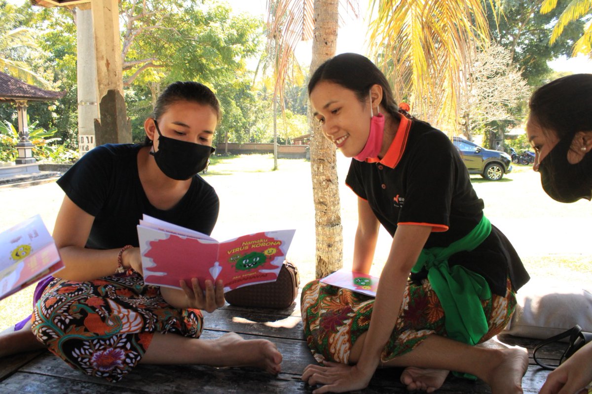 Bali_Institute's tweet photo. Continuing our social project with one of the "STT" Youth Community in Jembrana (West Bali) to distribute and share the knowledge about COVID-19 using our coloring book https://t.co/bfMpQ6X3mC
