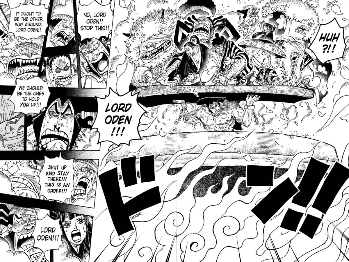 Since OP spread debates have been occuring as of late, since I'm trying to become more aware of page layout foor my own stuff, and cause I've got to blow off some steam in personal life, thought I'd talk about some Oda common elements in his spreads using this. (a thread?)