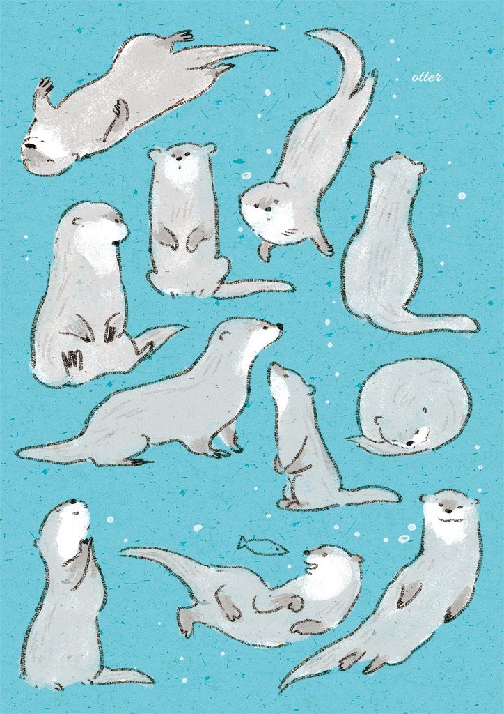 「#世界カワウソの日
#WorldOtterDay 」|ももろ　4／20発売絵本「パンダのパクパクきせつのごはん」のイラスト