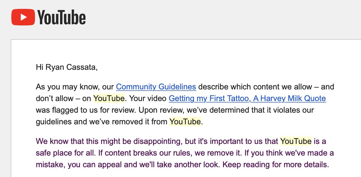 ROCassataMusic's tweet photo. My shirtless videos are getting removed from @YouTube @ytcreators please do something about this ASAP. This is super transphobic!!!! Please RT to help get their attention. https://t.co/Q2sncs3491