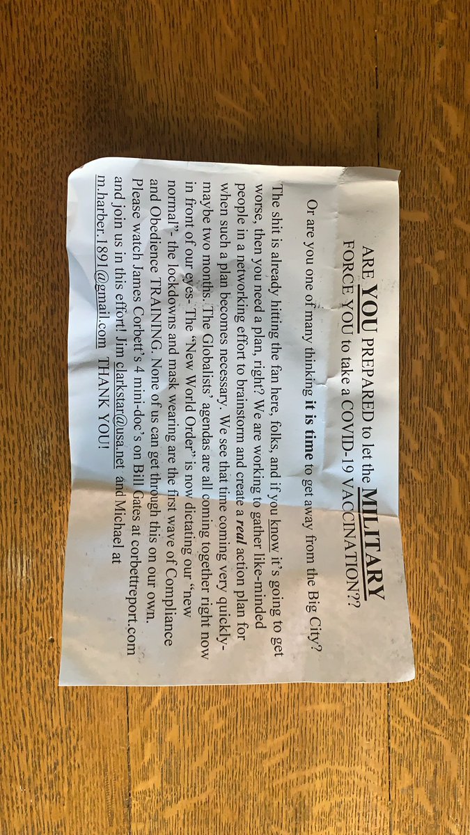 From Q Anon flags to warnings that COVID-19 is a “plandemic,” conspiracy theories were front and center at today’s events. This literature was handed to me as I left Grant Park: