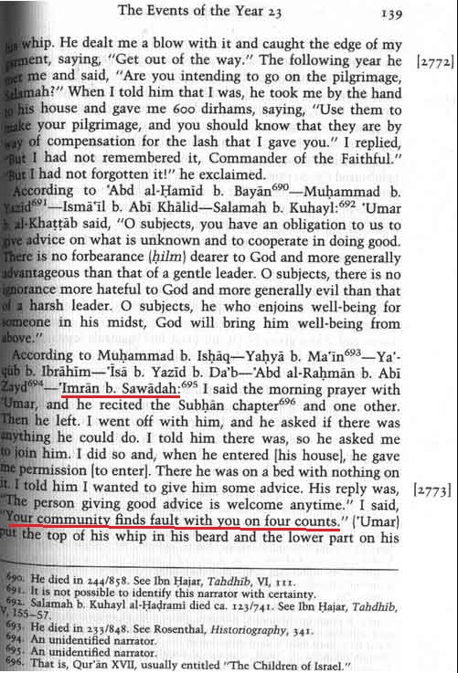 Dans les chroniques de Tabari, on trouve une tradition ou Imran bint Sawadah vient reprocher au Calife Omar d'avoir interdit la mut'a alors que le prophète ne l'avait pas fait, et celui ci acquiesce.(en ajoutant qu'on peut se marier puis divorcer 3 nuits après s'il le faut)