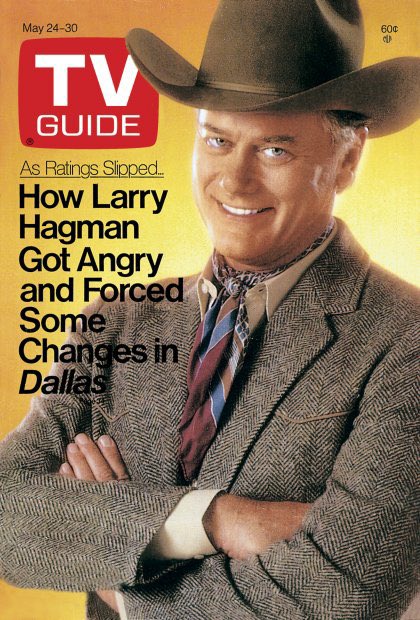DefinitiveDAL's tweet photo. Larry Hagman on the cover of TV Guide for the week of May 24-30, 1986. https://t.co/VKaFEGbA2e