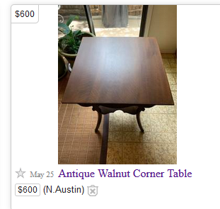 small end table for $600, cash, during a pandemic......no,.