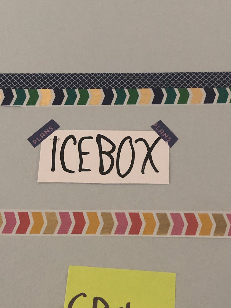 “Icebox” column is smaller detail ideas that occur to me For this WIP (only)