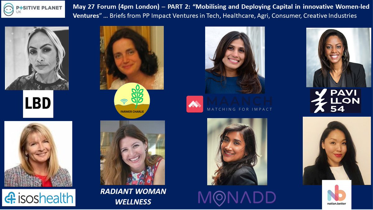 MAY 27@4PM London ~ Please join our Investor Roundtable and VENTURES in TECH, Healthcare, Consumer, Art, on MOBILISING &amp; DEPLOYING Capital in innovative WOMEN-Led Ventures! ... "Moving BEYOND the hashtags, slogans, social media &amp; corporate PR!"

RSVP HERE: lnkd.in/dP8Rmbx