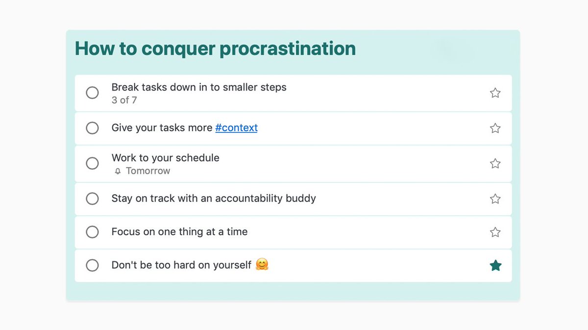 MicrosoftToDo's tweet photo. Is there that one big task you just can't bring yourself to finish? Here are our 6 tips on beating procrastination - https://t.co/zrBrYQD7ez. What other tips would you add to the list? https://t.co/CSPseQikdN