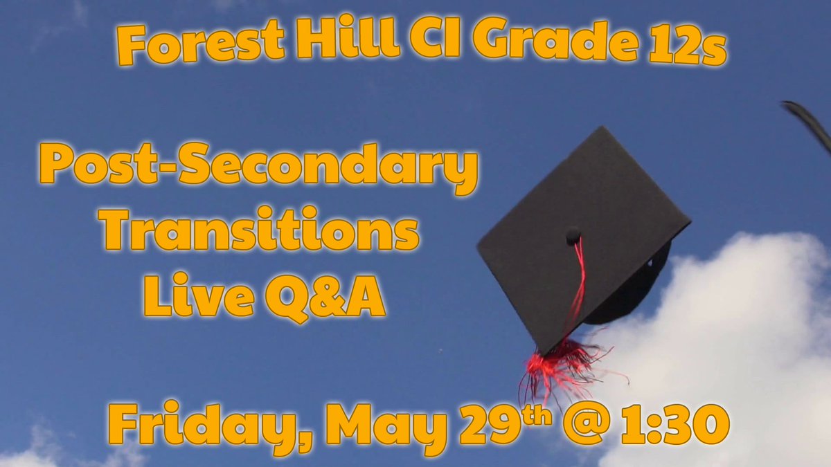 Grade12s: Friday May 29 at 1:30 we will have a live panel of FHCI alumni who want to help you get ready for post-secondary! You can ask questions of course! Learn from their experience! If you message us that you're interested, it will help us finalize the format. Let us know!