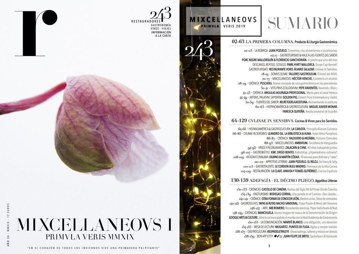 RRestauradores's tweet photo. 🌷 MIXCELLANEOVS I
📰Nuevos reportajes, crónicas y artículos.
📝@RteAmbivium Coctelería de Vanguardia
✍🏽#MiXcellaneovs #R243 #PRIMVLAVERIS MMXIX
📷Fotos © Cortesía de @PagoCarraovejas
✒Foto de Apertura · @patriciarwagner 

#RevistaRestauradores ⤵️

📲https://t.co/rtMzsF1WMx https://t.co/sMAduuJnoU