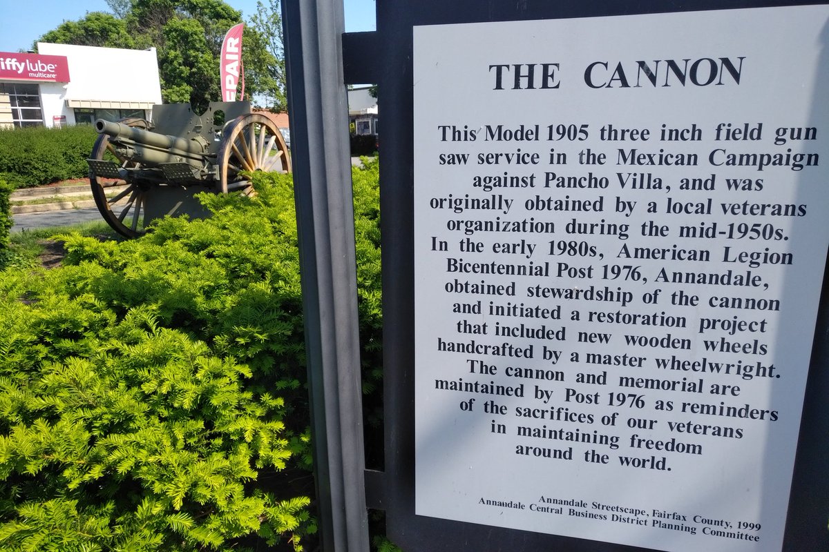 From Memorial Day Monday afternoon, the Annandale Cannon. Squeezed between Jiffy Lube and Walgreens, Backlick Rd at Columbia Pike. Restoration led last year by a Boy Scout. Details: https://t.co/Vi0herb7zv https://t.co/nPmOwmh7Rb
