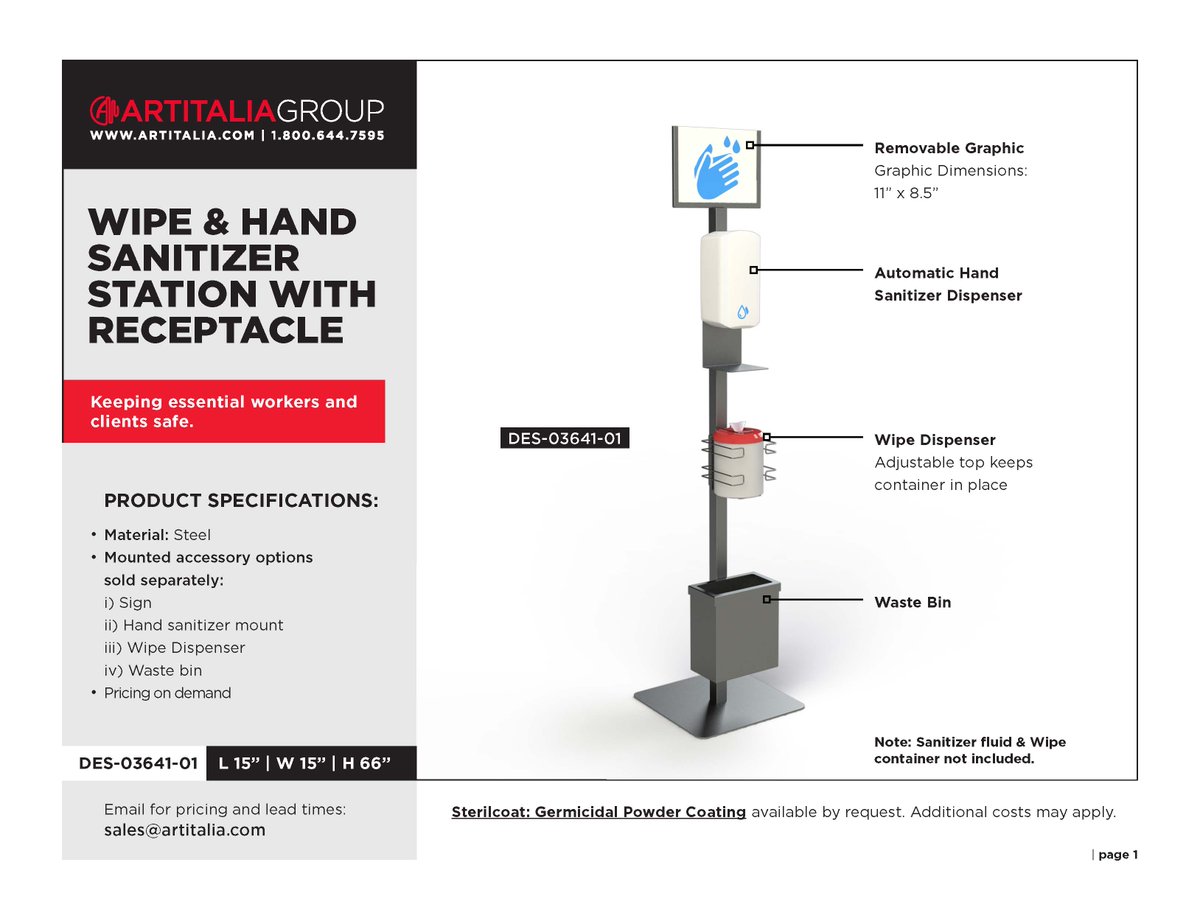 ArtitaliaInc's tweet image. @ArtitaliaInc ’s Wipe &amp;amp; Hand Sanitizer Station will make your customers and associates feel safe—and clean—during this time of uncertainty. cutt.ly/YyAOWOD
#CPMGcovidsolutions #doingourpart #InThisTogether