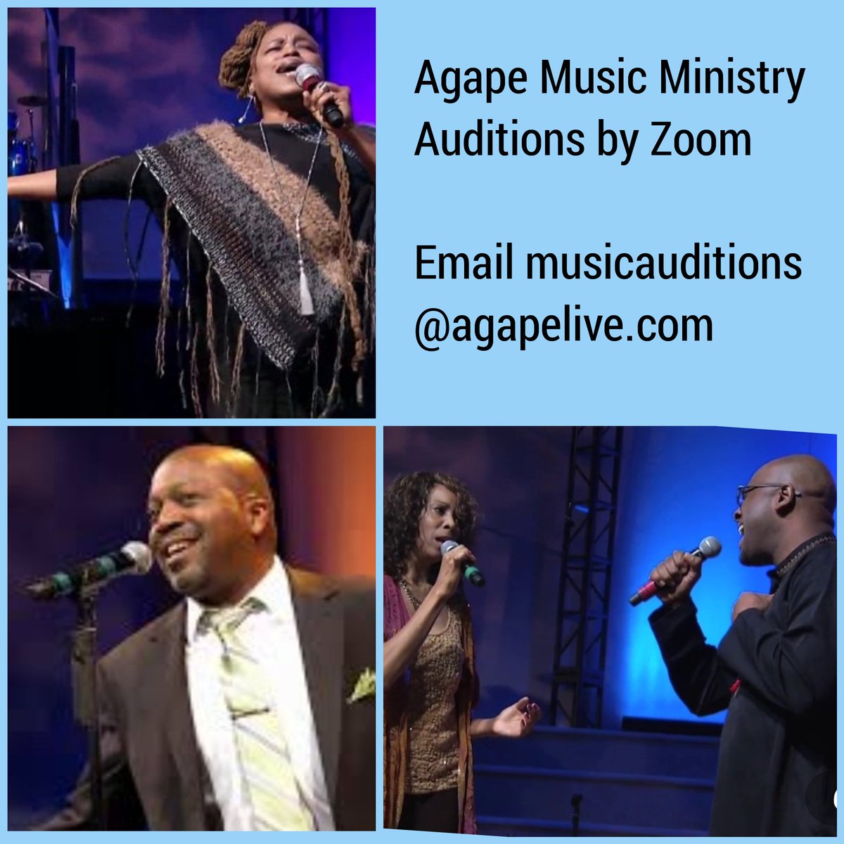 Agape Music Ministry is calling all musical artists! Auditions will be held May 28th at 4:30 pm via Zoom for professional musicians, singers, DJs, or spoken word artists.  To sign up &amp; receive further information, please send an email to Marianne at musicauditions@agapelive.com.