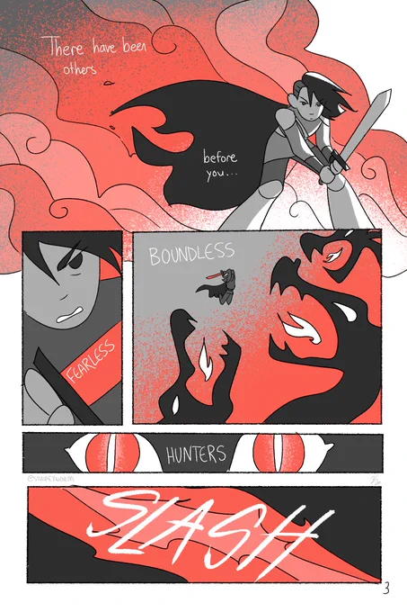 (2/5) This comic was supposed to be optimized for riso print but obviously I'm not printing it anytime soon so I'll leave the reformatting and recolouring for another day shhh 