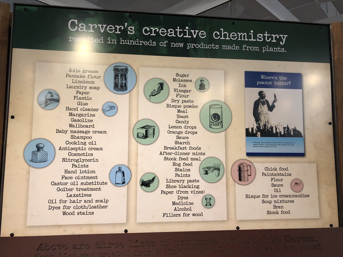 43. Carver's ingenuity seemed to know no bounds. He developed methods of crop rotation to increase productivity, as well as new foods and products derived from dozens of different crops.