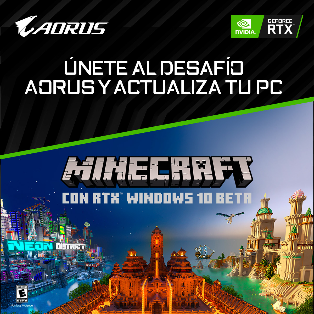 TioAorus's tweet photo. Demuestra tus habilidades y únete al desafío Aorus en #Minecraft @AORUS_LATAM  y @NVIDIAGeForceLA te invitan.

Visita el website https://t.co/MY8UEL0Tth  y sigue a @Saiken_Juega para más información!!

#AORUS #DesafioAorus  #RTXOn https://t.co/qdV7zmCNvX