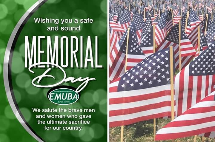 EMUBlackAlumni's tweet photo. To all of the fallen servicemen and servicewomen who gave their all in times of conflict, we salute you. #EMUBA #Michigan #MemorialDay #DecorationDay #ThankYou https://t.co/JNQZni0eei