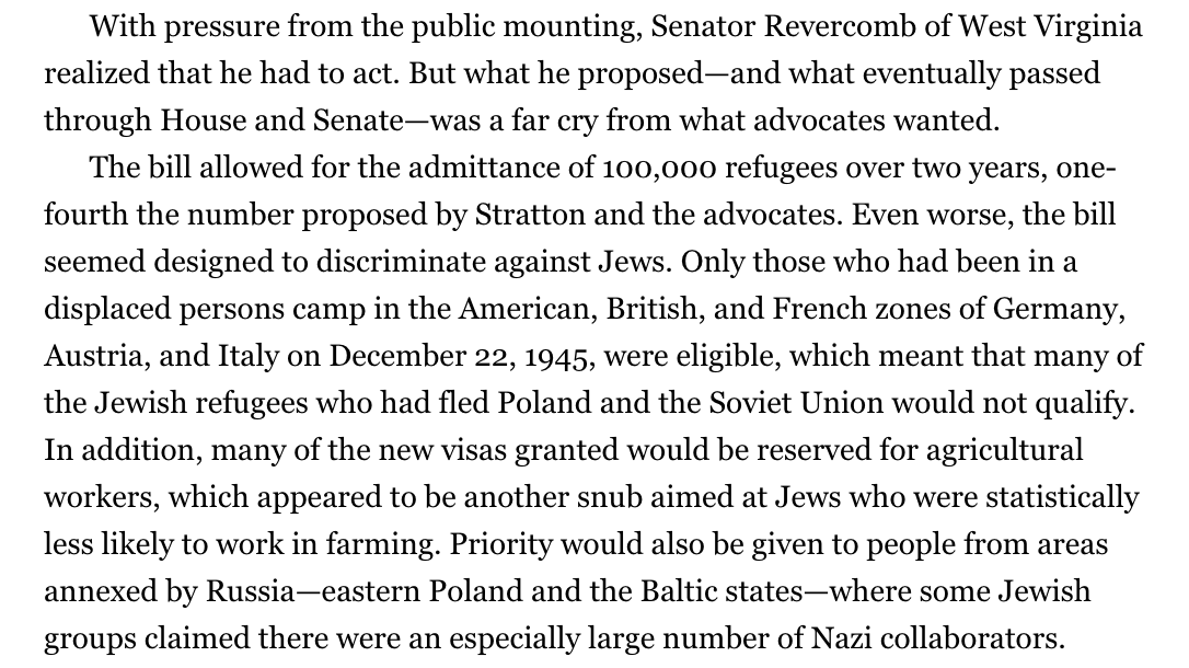 The U.S. still didn't want to accept that many Jewish refugees after the Holocaust ended.