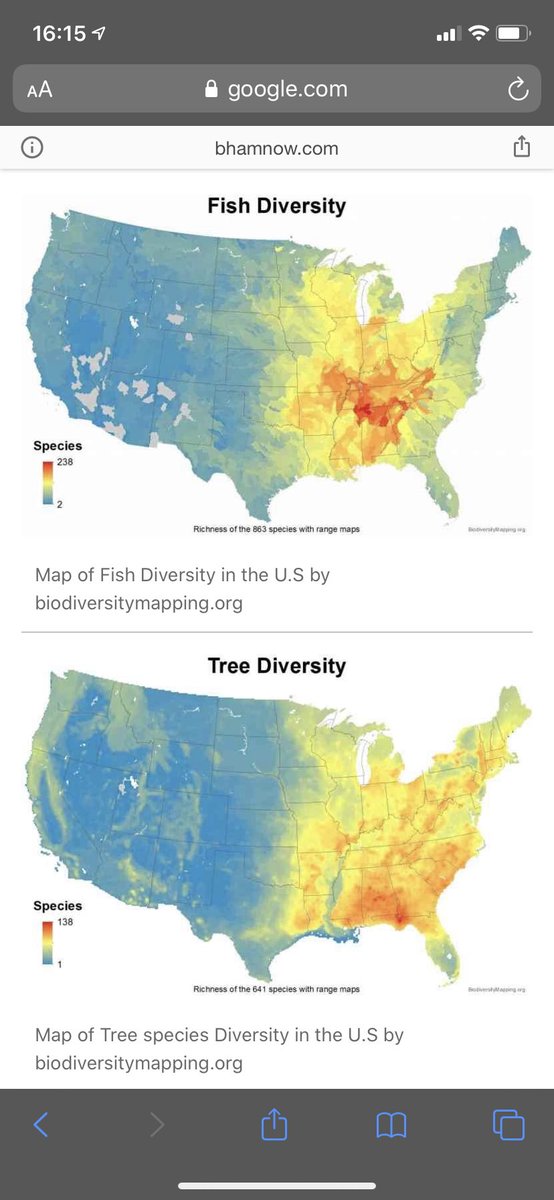 Alabama has one of the highest biodiversity in the United States, being number one east of the Mississippi River. https://biodiversitymapping.org/wordpress/index.php/home/