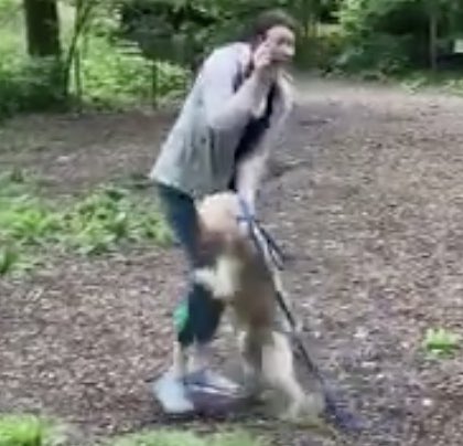 She knows she is being recorded and doesn’t care. She knows saying those words puts the man’s life in danger. She knows the cops will believe her over the Black man recording....and that dog is acting like it has never seen a leash before.