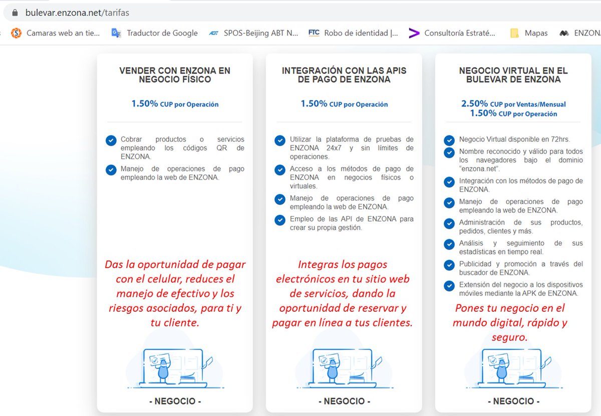 ENZONA_BX's tweet image. Amigos y emprendedores, que quieran habilitar negocios digitales, con servicios en línea para ofertar, vender y cobrar electrónicamente productos y servicios, se han definido nuevas tarifas, para alojar y operar su negocio en el bulevar.enzona.net. #enzona #xetid #redsa #bcc