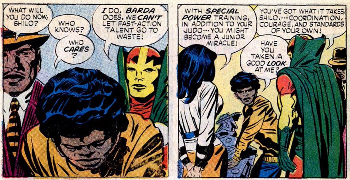 Followed by Shilo Normon, Scott’s new young ward who later gets his own Mr Miracle title much later. But the remaining issues are devoid of most 4th world fare, focusing on episodic adventures without mention of the new gods.