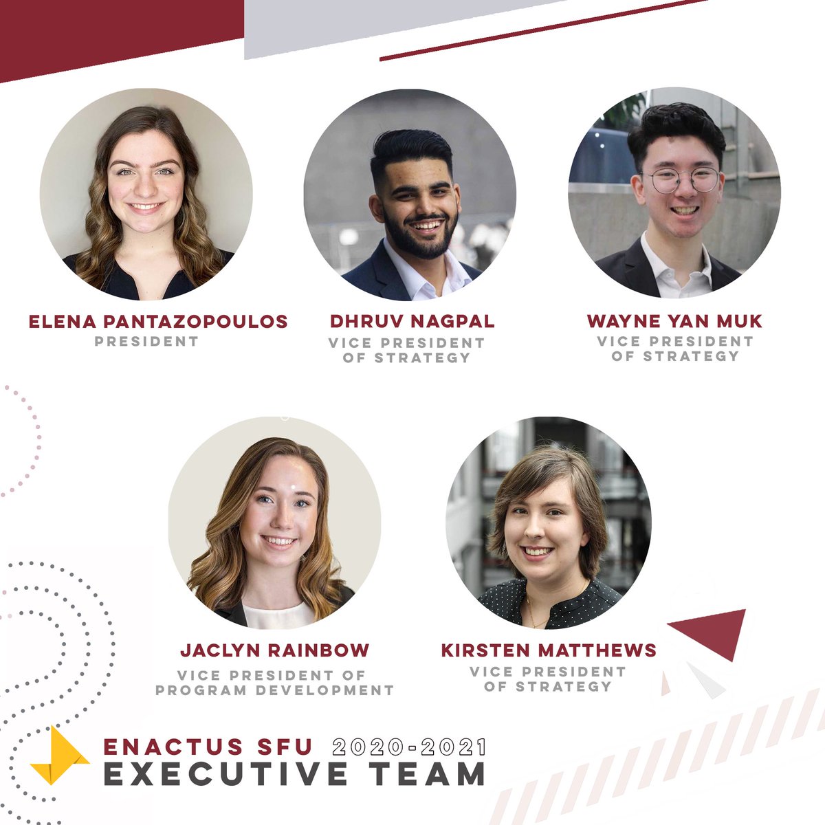 EnactusSFU's tweet photo. Say hello to our incoming executive team for the 2020-2021 term! We're so happy to see both familiar and new faces, and wish them the very best in the upcoming year!🌟 https://t.co/zOIiQgg0QQ