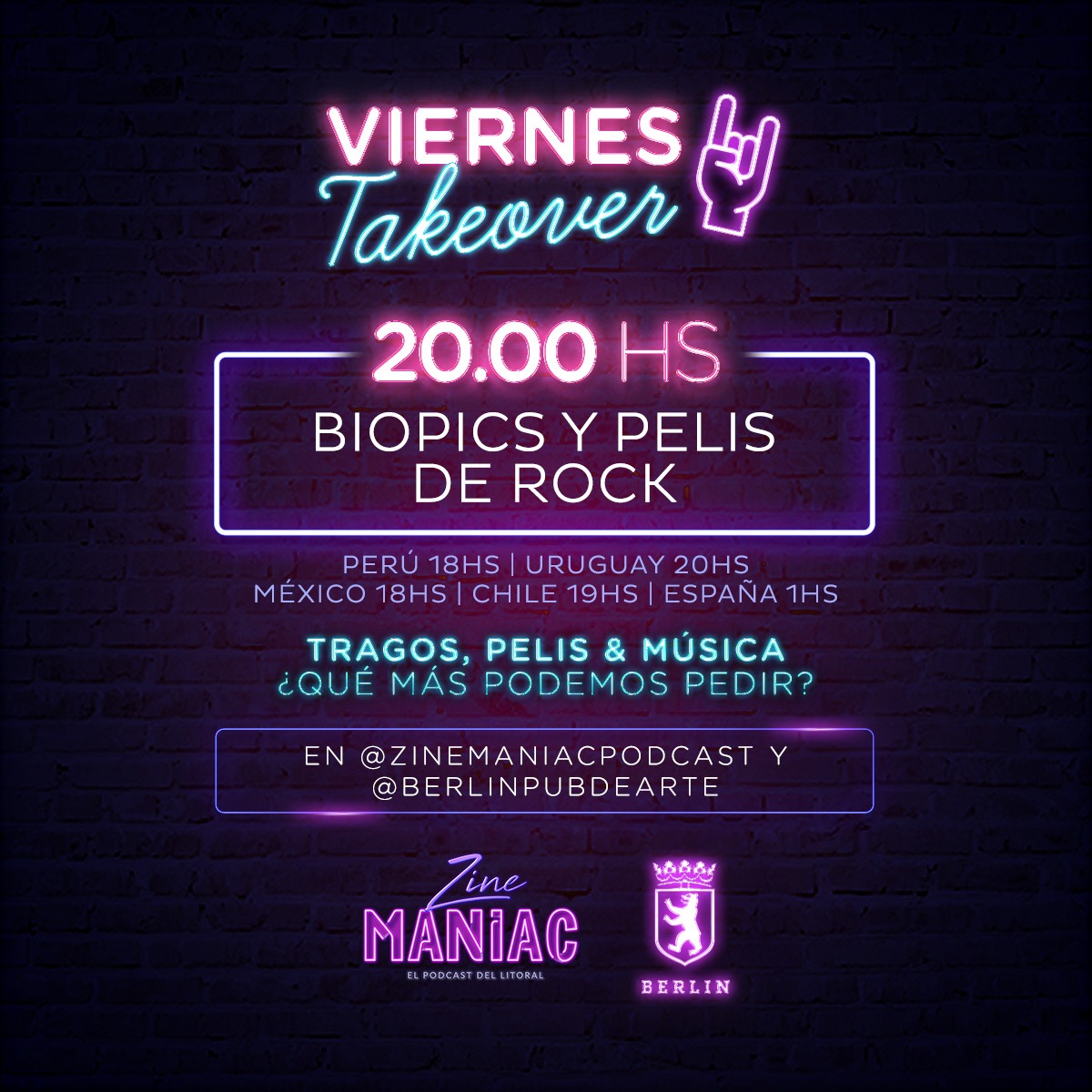 ZinePodcast's tweet photo. Hola ✨
🎬 Queremos contarles que el #Viernes vamos a hacer un takeover del Insta de @Berlineamos para darlo todo recomendando pelis de músicca, músicos y rockandroll para pasar la #cuarentena
Los esperamos ahí a las 20hs
🍸En mano como siempre https://t.co/6FG6WhXMMm