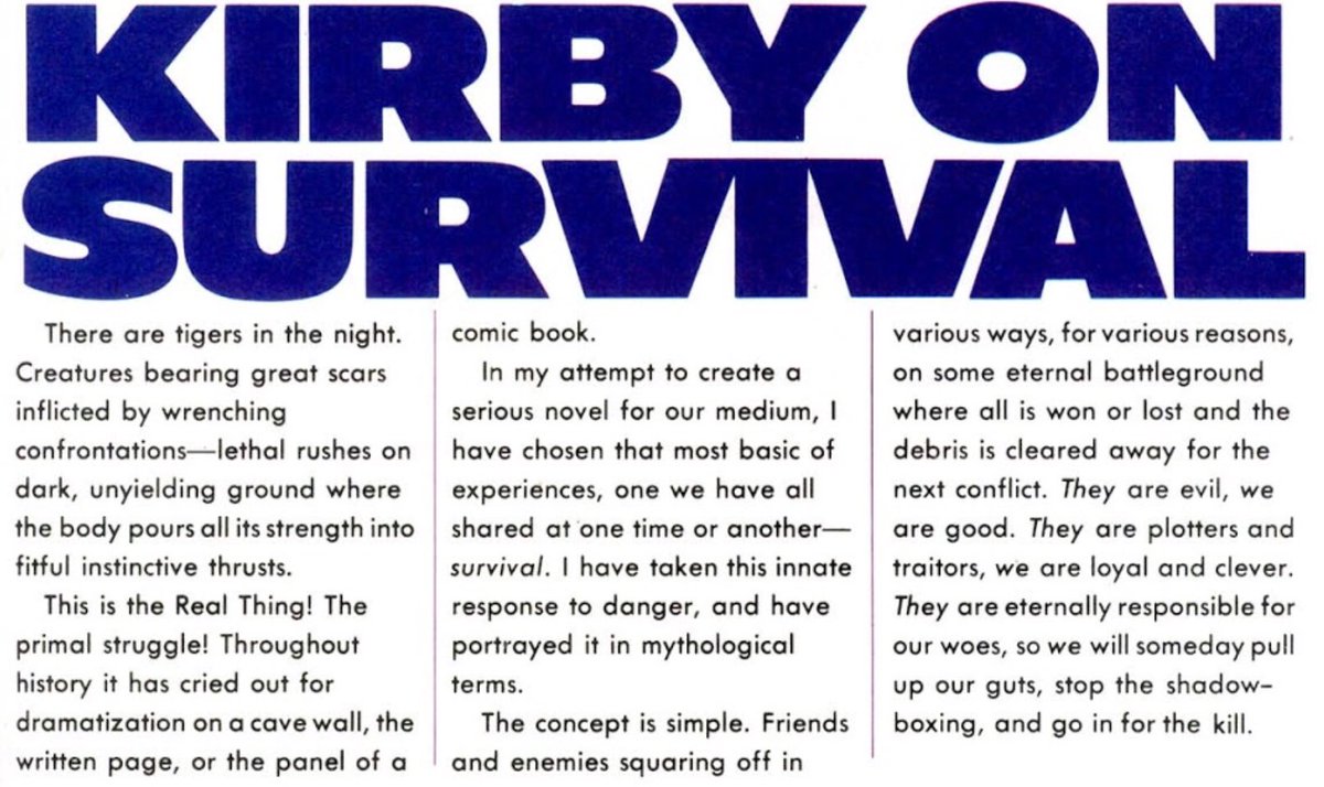 Kirby also goes into more detail as to the meaning of his story, just in case this has all been too subtle for you, or in case you were wondering if he really talked like that.
