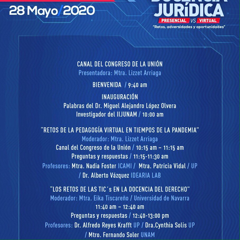 PabloarenaPaul's tweet photo. Nos complace en invitarlos al III Foro Mexicano en Docencia Jurídica, los días 28 y 29 de Mayo de 2020. @LexInformatica @UDEP @IusIbero @UPSA_Derecho @fldch https://t.co/TmZrPn7Kv0