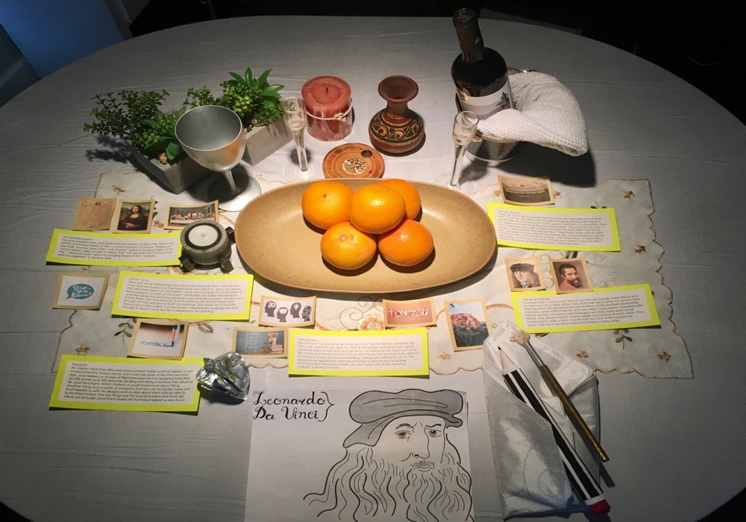 NancyVangelista's tweet photo. Look who showed up for dinner?  SS 8 students engaged in a Virtual Renaissance Dinner Party to bring History to the Table!  From start to finish they researched, learned and created a masterpiece to showcase.  So Proud!   https://t.co/8bsLgF4nG9 @BbyMountainSec @burnabyschools https://t.co/wnlXAvObVm