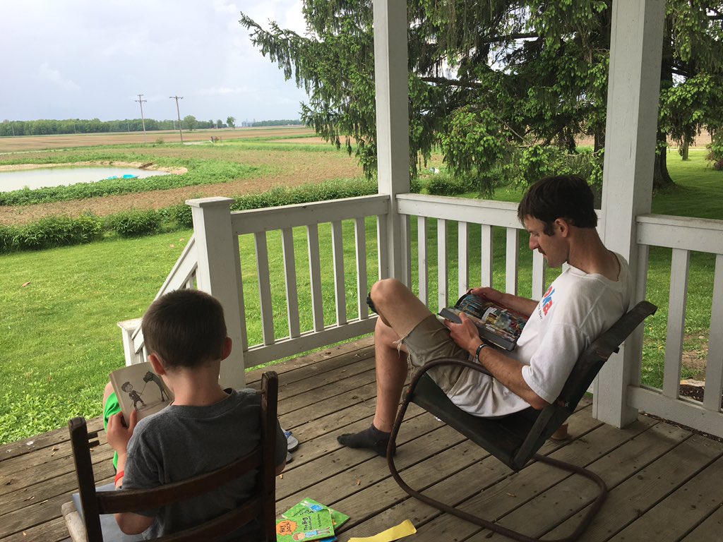 ThadStillRuns's tweet photo. #MemorialDayWeekend. Planted 25 trees (pine, apple, plum, persimmon) & part of a garden. Joined Brian Polen for a bit of his #RunAcrossOhio. Weeded around the pond. Mowed. Relaxed a bit in the rain. Most importantly, family time up at Sacred Heart's cemetery honoring veterans. https://t.co/vOdRO0YZRJ