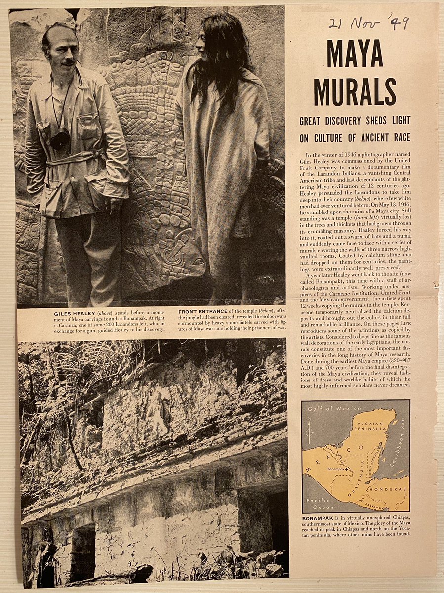 The November 21, 1949 article in LIFE magazine about the initial “discovery” of the murals at Bonampak, Chiapas, Mexico.