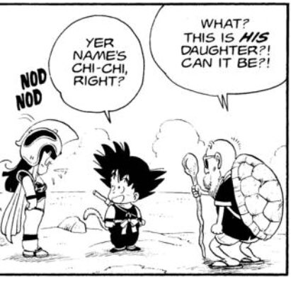 Kid Goku is shorter than Chi Chi