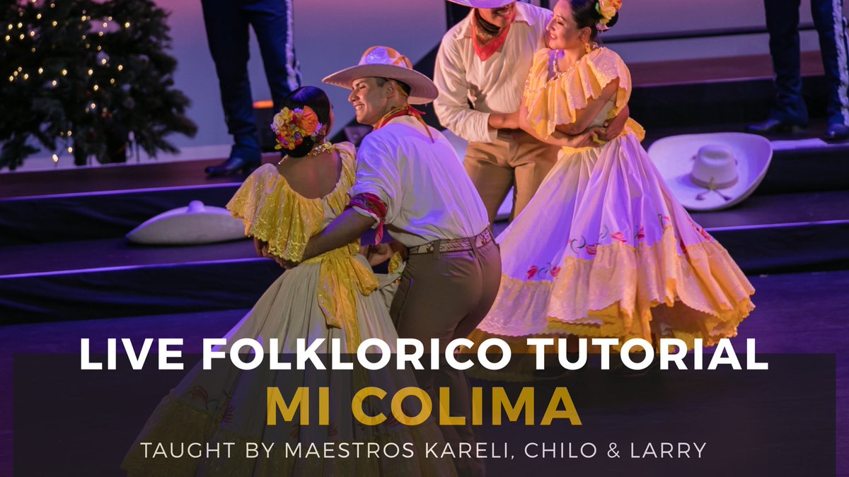Join us tomorrow, Tuesday, at 8:30pm PT on YouTube and Facebook for a live folklorico tutorial with Maestros Kareli and Chilo. This week they will be teaching “Mi Colima.” Don’t miss it!