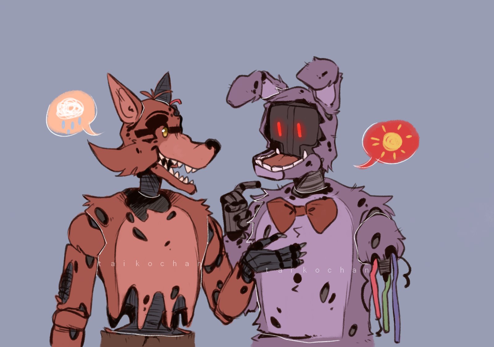 taiko chan on X: rainy nights or sunny days ? 🌧️☀️ this is old art too  #fnaf #fnaffanart #fnaf2 #Fivenightsatfreddys #witheredfoxy #oldfoxy  #witheredbonnie #oldbonnie #fnafvr #fnafvrhelpwanted   / X