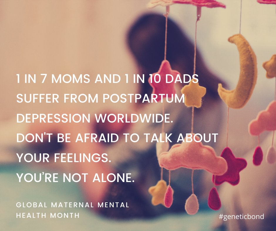 GeneticBond's tweet photo. A reminder that this month we celebrate #GlobalMaternalMentalHealthMonth! Ask your new mom/dad friend how they're really feeling and encourage them to seek help 🤱
National Postpartum Depression Warmline: 1-800-PPD-MOMS. 

#maternalMHmatters https://t.co/5JXQXY8ue1