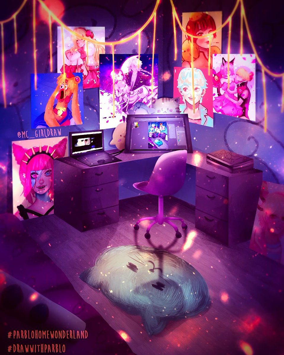 mcgirldraw's tweet photo. Hello ✨ this is my entry for the #parblohomewonderland #drawwithparblo I barely made it 😱 @parblotech 
This room is inspired on my room , but more clean and less disaster 😔 I wish I could have my room like this ;-; https://t.co/CoSbh2AHyE