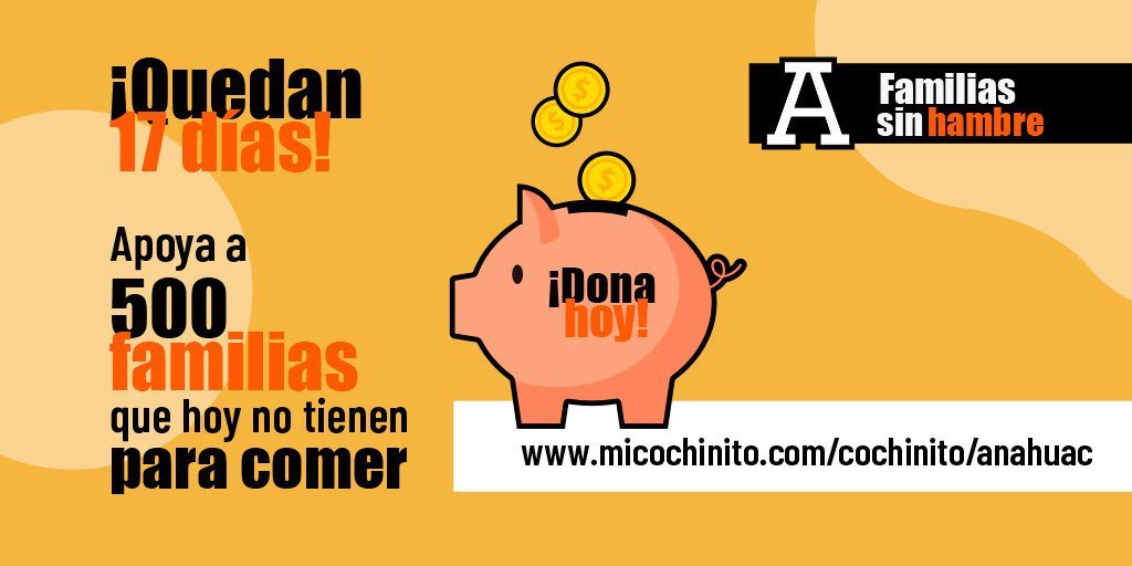 CCMexiquenseUA's tweet photo. Apoya a 500 familias que han sido afectadas por el desempleo provocado por la pandemia ante el COVID-19 ¡Quedan pocos días! ¡Dona lo que puedas hoy! 
Link: https://t.co/cPprmzqozn 👈🏼🐷 https://t.co/by3p36P8oh