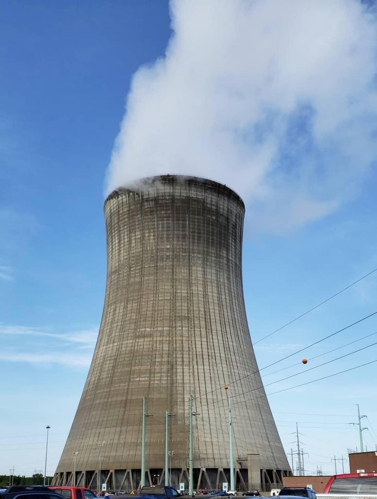 Ever seen one of these? A lot of people think they're spewing pollution into the air, but really it's just steam! We use these giant towers to cool the water that we use and they're actually REALLY cool