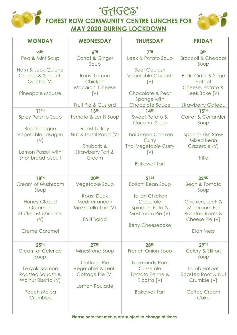 Gages Community Lunch Deliveries during lockdown. If you would like a lunch delivered please call 01342 822661
#lunches #freshmeals #forestrow #gages <a href="/MeridianFM/">107 Meridian FM</a> <a href="/wealdendistrict/">Wealden District Council</a> <a href="/EG_Courier/">SussexLive - East Grinstead</a>